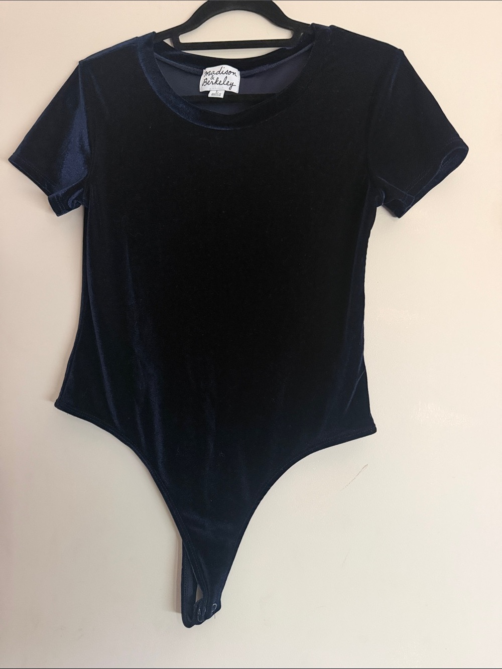 Madison & Berkeley Navy Blue Velvet Bodysuit - Size L